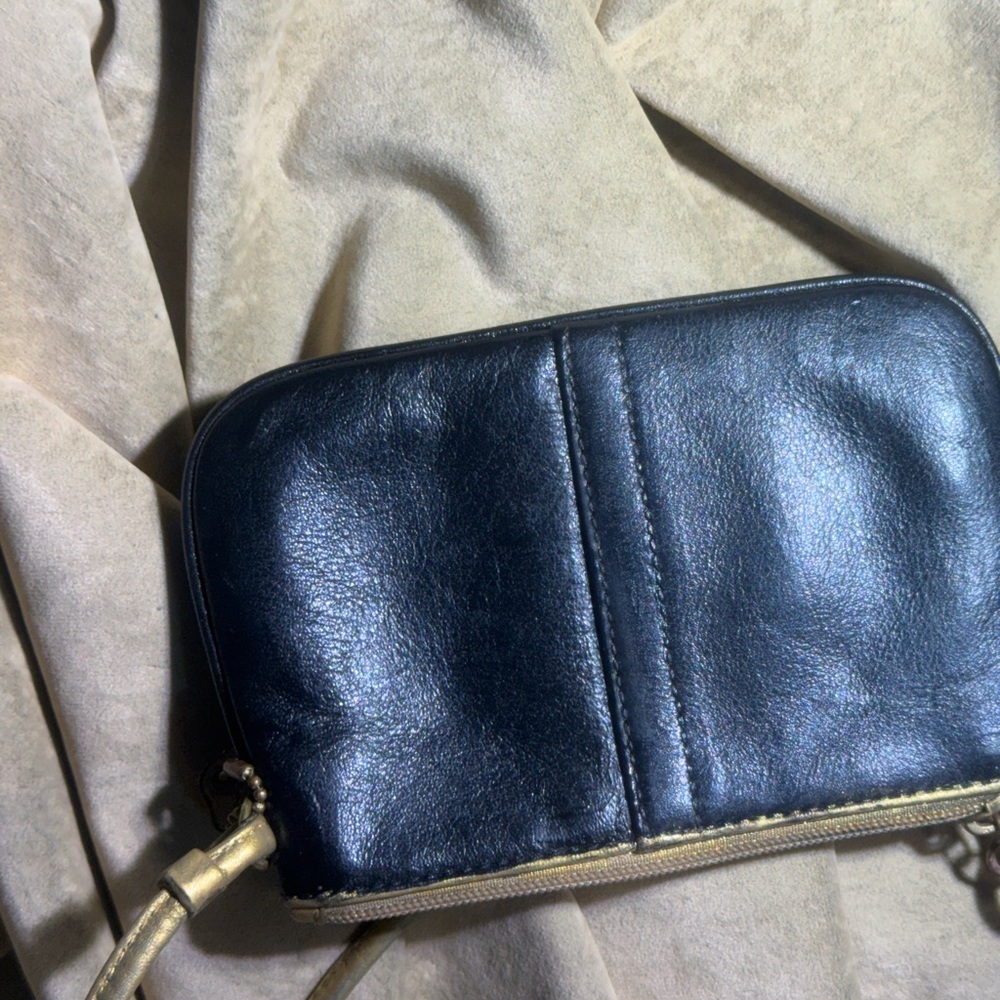 Coach Black Leather Wristlet with Gold Trim - Picture 3 of 6